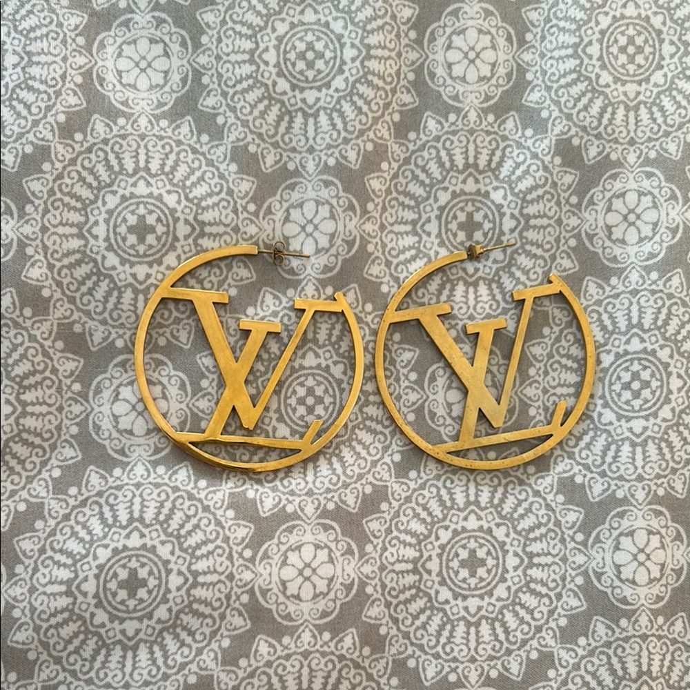 Gold Louis Vuitton Hoop Earrings